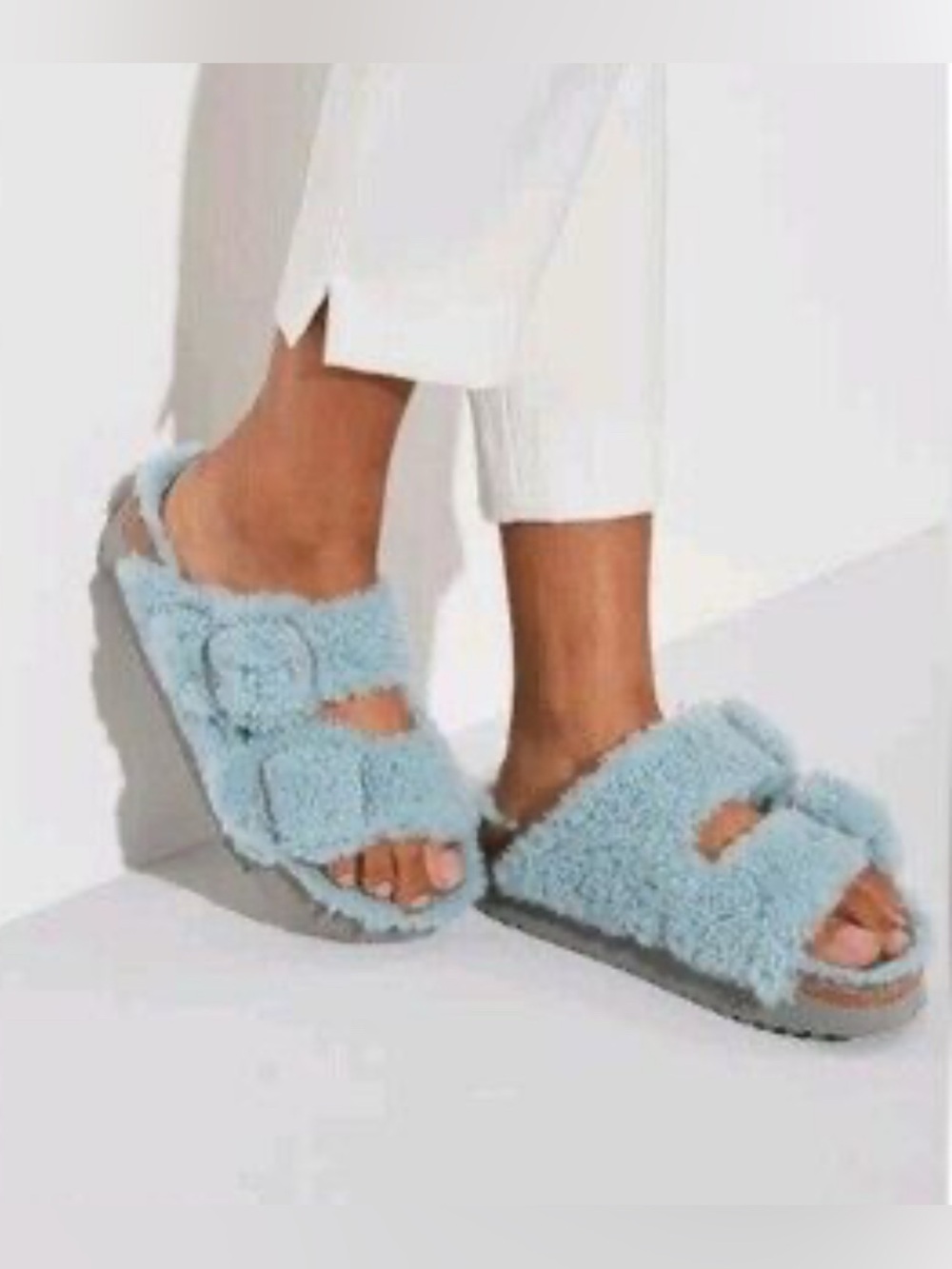 PAPILLIO by BIRKENSTOCK Arizona blue fur winter sandals slippers shoes eur39 new